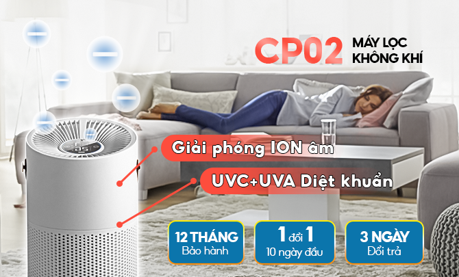 Máy lọc không khí diệt vi khuẩn bằng UVC